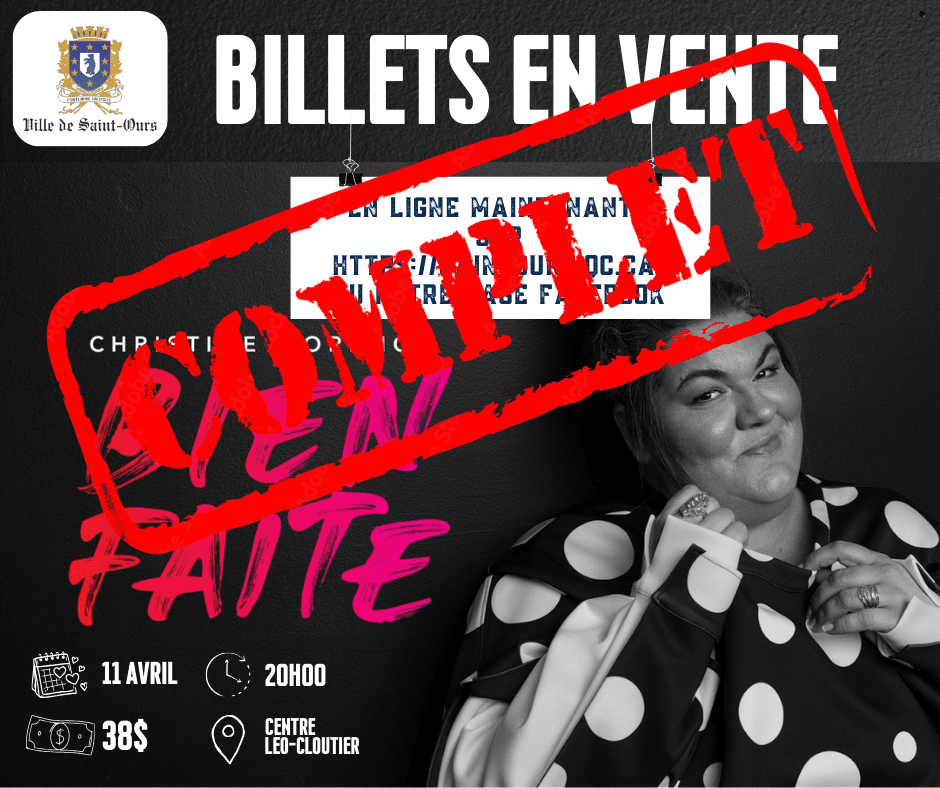 Billet en vente pour Christine Morency (COMPLET)