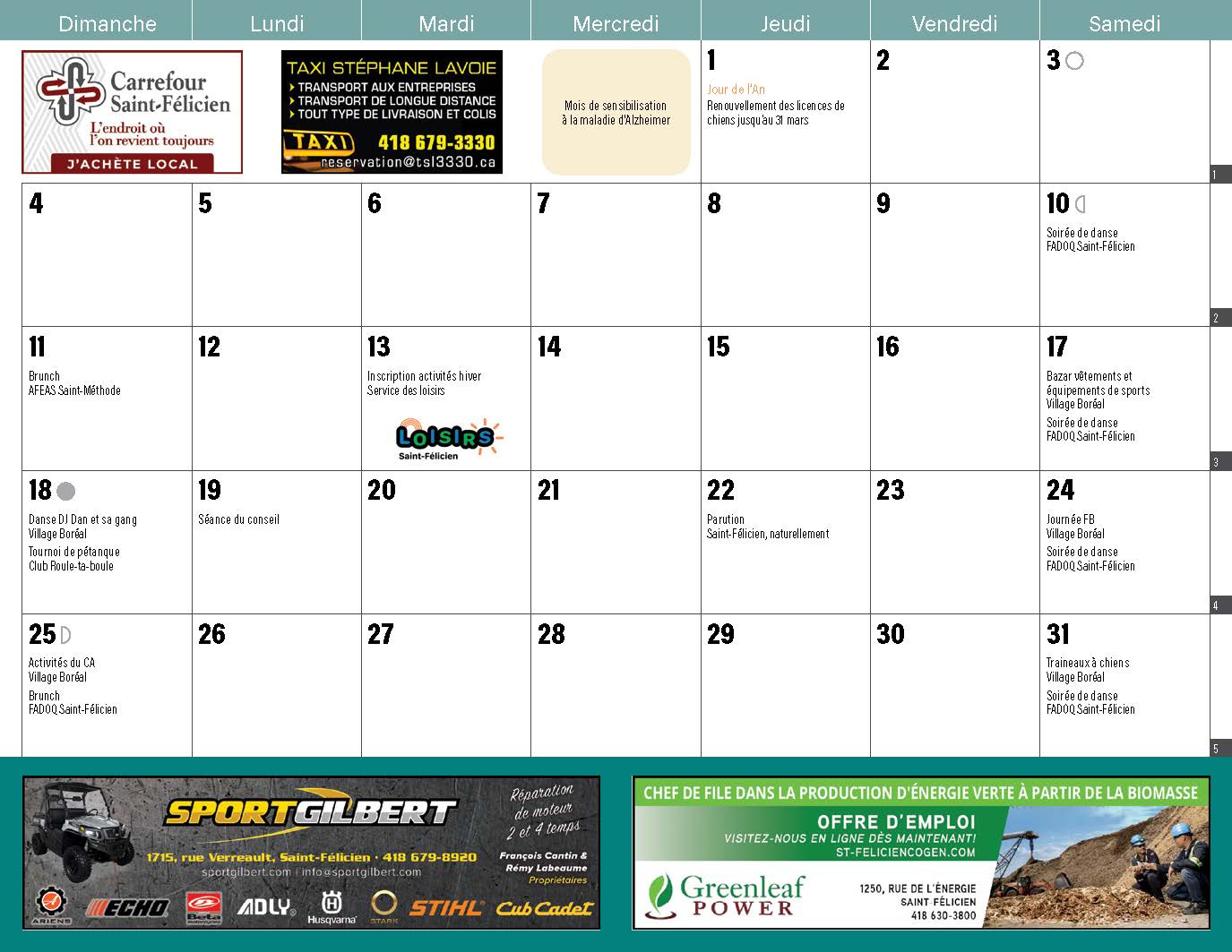 Calendrier 2026